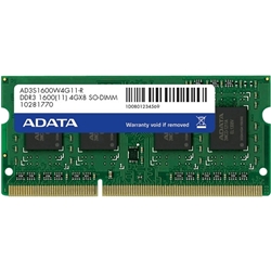 メモリ 4GB DDR3 SO-DIMM (1600) -512x8 リテールパッケージ AD3S1600W4G11-R