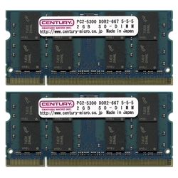 ノート用 PC2-5300/DDR2-667 SODIMM 4GBキット(2GB 2枚組) 日本製 CK2GX2-SOD2U667