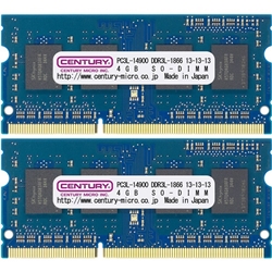 Apple用 PC3L-14900/DDR3L-1866 8GBキット(4GB 2枚組) SO-DIMM 日本製 1.35V CK4GX2-SOD3LU1866M