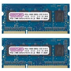 産業機器向け低電圧1.35v PC3L-10600/DDR3L-1333 8GBキット ECC SO-DIMM 日本製 CK4GX2-SOD3LUE1333