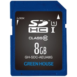 データ復旧サービス付 SDHCメモリーカード UHS-I クラス10 8GB GH-SDC-AEUA8G