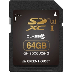 SDXCメモリーカード UHS-I U3 クラス10 64GB GH-SDXCUC64G