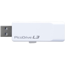 キャップ不要 スライド式 USB3.0メモリー 「ピコドライブL3」 32GB GH-UF3LA32G-WH