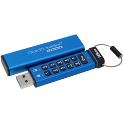 16GB DataTraveler 2000 USB3.1 キーパッド付 256ビット AES暗号化機能付 DT2000/16GB