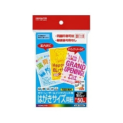 カラーレーザー&インクジェット用はがきサイズ用紙 〒枠無 50枚 LBP-F3630