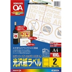 カラーLBP&PPC用 光沢紙ラベル A4 2面 100枚 LBP-G1902