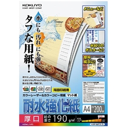 カラーLBP&カラーコピー用紙(耐水強化紙) 厚口・A4・200枚 LBP-WP315