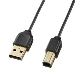 極細USBケーブル (USB2.0 A-Bタイプ、0.5m・ブラック) KU20-SL05BK
