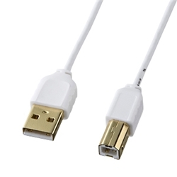 極細USBケーブル (USB2.0 A-Bタイプ、0.5m・ホワイト) KU20-SL05W