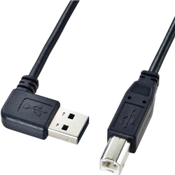 両面挿せるL型USBケーブル(A-B 標準)(1m・ブラック) KU-RL1