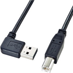両面挿せるL型USBケーブル(A-B 標準)(3m・ブラック) KU-RL3