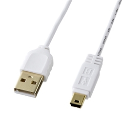極細ミニUSBケーブル (USB2.0 A-ミニBタイプ、1m・ホワイト) KU-SLAMB510W