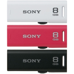 USB2.0対応 スライドアップ式ポケットビット 8GB 3色 キャップレス お買得3個パック USM8GR 3C